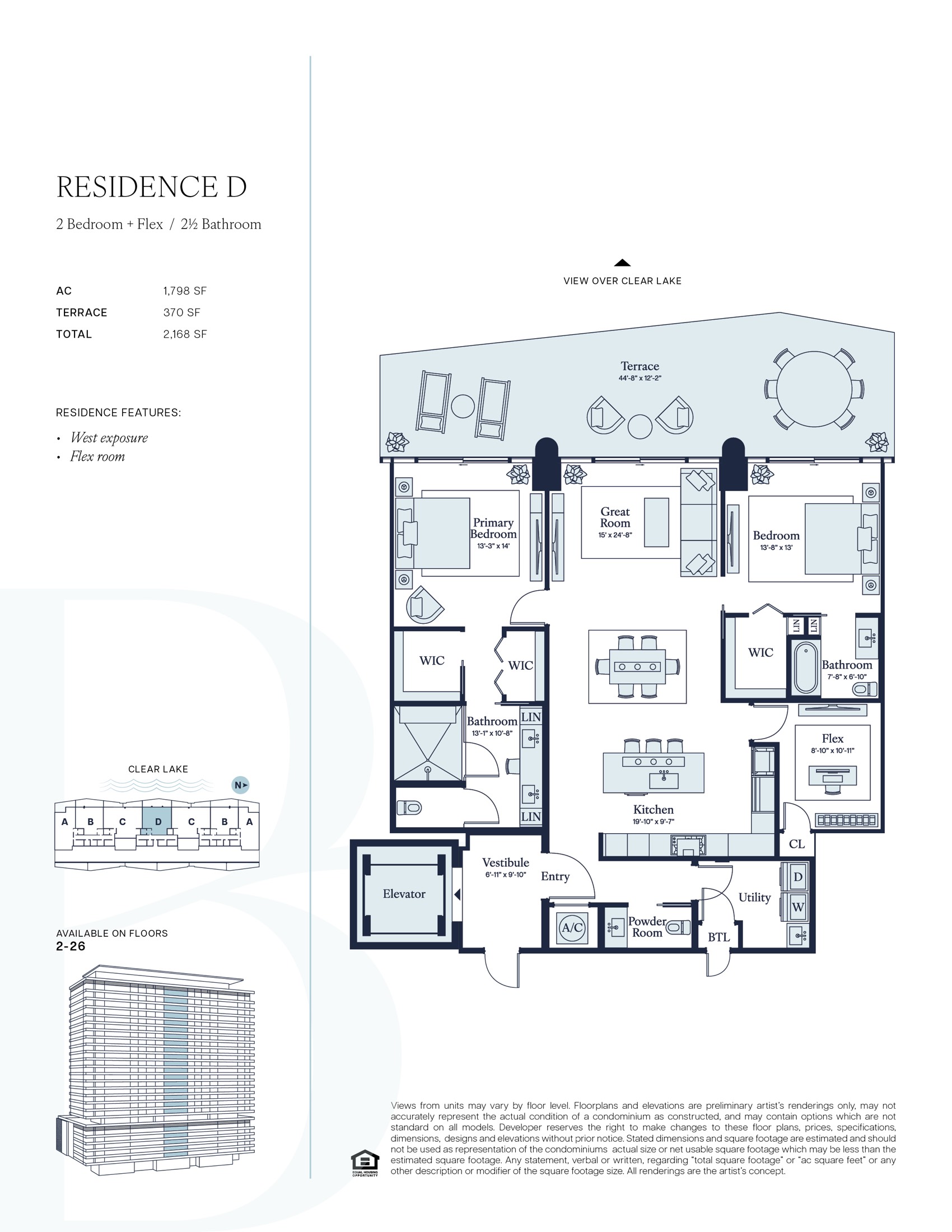Released The Berkeley Palm Beach Residence D floor plan; open the image for readable drawing details