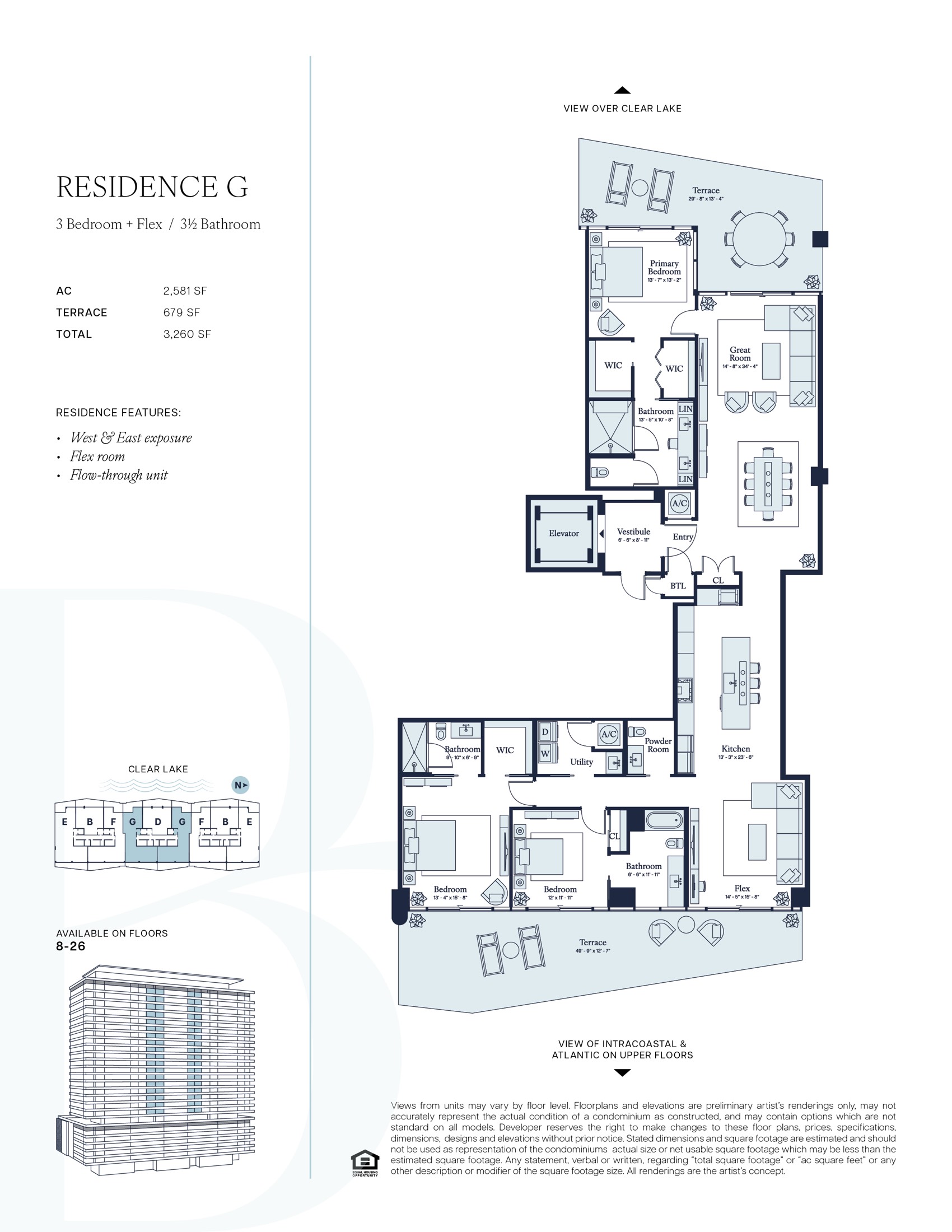 Released The Berkeley Palm Beach Residence G floor plan; open the image for readable drawing details