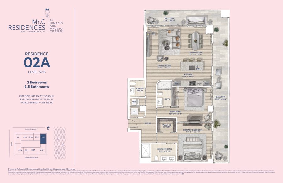 Released Mr. C Hotel & Residences West Palm Beach Residence 02A floor plan; open the PDF for readable drawing details