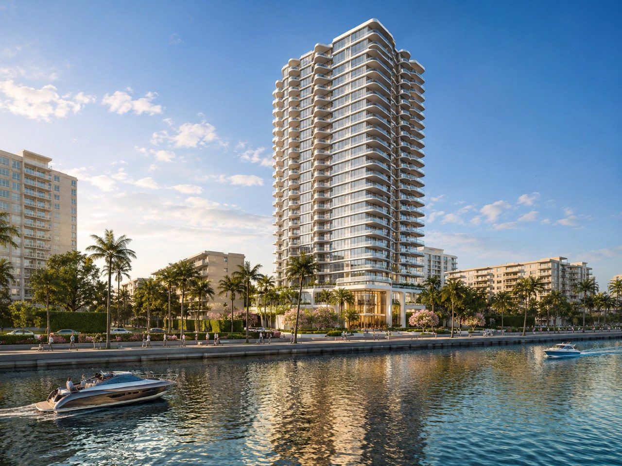La Clara completed waterfront tower on South Flagler Drive